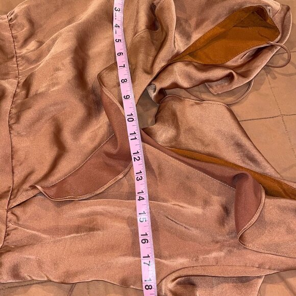 MAJORELLE Nelly Mini Dress Terracotta Brown Satin size Large - Picture 7 of 9